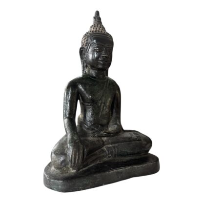 Antique Asian Thai Burmese Seated Bronze Buddha Statue - Mon Period Style - Image 7