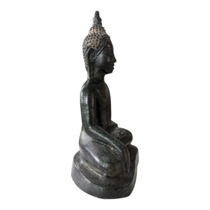 Antique Asian Thai Burmese Seated Bronze Buddha Statue - Mon Period Style - Image 8