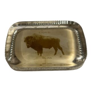 Antique Indiana Buffalo Clear Glass Advertising Paperweight from 1901