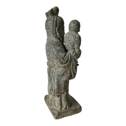 Antique Chinese Shou Lao Longevity Deity God Carved Stone Statue with Child - Image 4