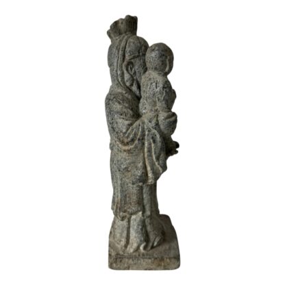 Antique Chinese Shou Lao Longevity Deity God Carved Stone Statue with Child - Image 5