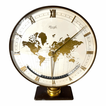 Vintage 1950s Kienzle "World Time" Desk Clock with Mid-Century Brass Globe Map - Image 3