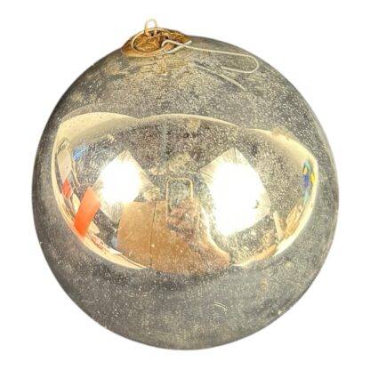 Antique Large German Kugel Glass Silver Christmas Ornament - Image 2