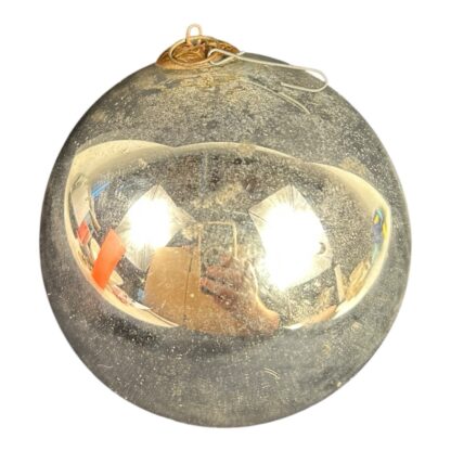 Antique Large German Kugel Glass Silver Christmas Ornament - Image 3
