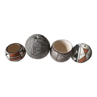 Vintage Native American Acoma Pueblo Mini Pottery Vessels (Set of 4, Signed)