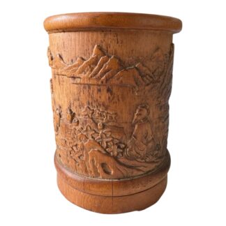 Antique Chinese Bamboo Carved Bitong Brush Pot