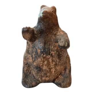 Vintage Native American Navajo Folk Art Pottery Brown Bear Piggy Bank