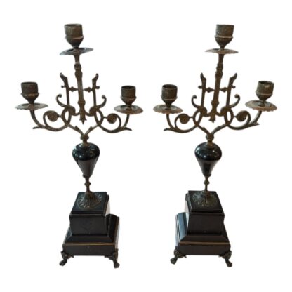Antique European Empire Revival Style 5-Light Candleabras with Marble Bases (2) - Image 7