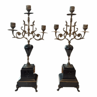 Antique European Empire Revival Style 5-Light Candleabras with Marble Bases (2)