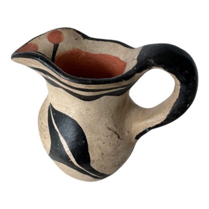 Vintage Native American Pueblo Tourist Pottery Pitcher with Floral Design