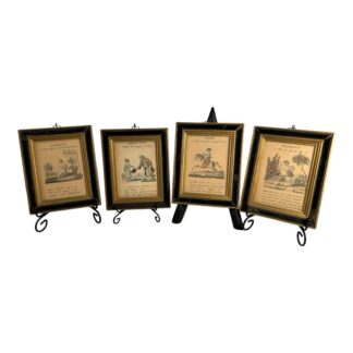 Antique Set of 4 Framed Paths of Learning English Grammar Pictures