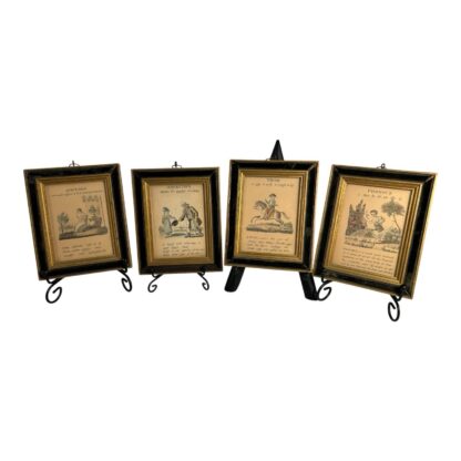 Antique Set of 4 Framed Paths of Learning English Grammar Pictures