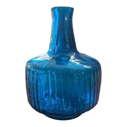 Vintage Blenko Blue Texturized Art Glass Decanter (Attr. Wayne Husted)