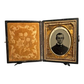 Antique Civil War Officer Ambrotype Photograph with Cannons & Drums