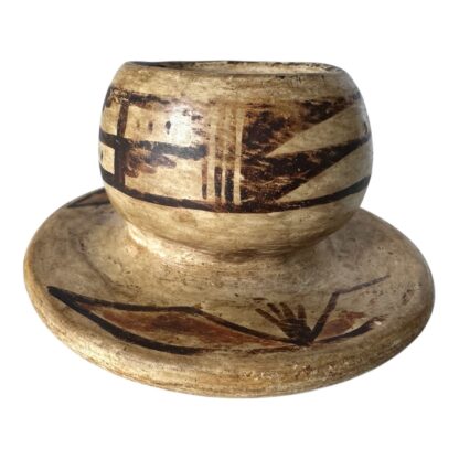 Antique Hopi Pottery Bowl with Stabilizing Base, Geometric Pueblo Design - Image 2