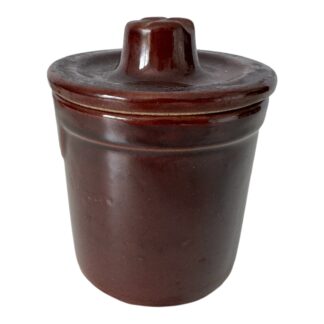 Vintage Brown Stoneware Pottery Butter Cheese Lidded Crock
