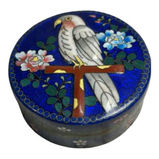 Antique Cloisonne Covered Dresser Box with Parrot Motif