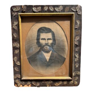 Antique Framed Folk Art Portrait of Wellington Conaway 1848