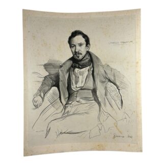 Antique 1829 Lithograph Portrait of Camille Roqueplan by Achille Deveria