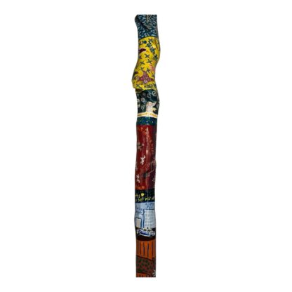 Vintage Hand Carved and Painted Folk Art Walking Stick by Chris Lewallen - Image 5