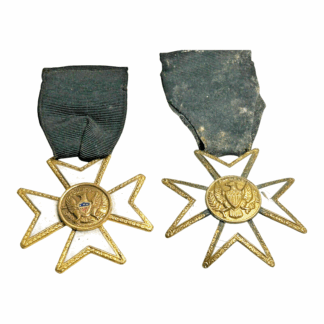Antique Masonic Knights Templar Maltese Cross Medals with Ribbon