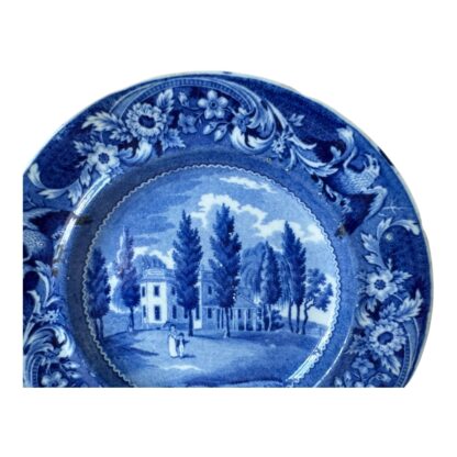 Antique Historical Staffordshire Blue White Transferware Plate – Hoboken NJ - Image 2