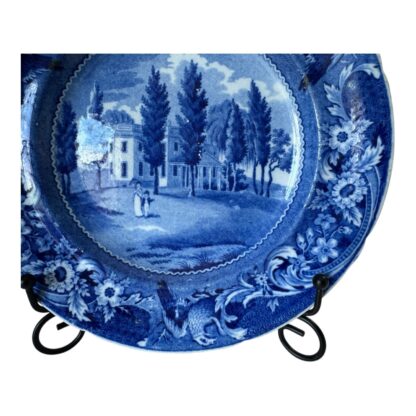 Antique Historical Staffordshire Blue White Transferware Plate – Hoboken NJ - Image 5