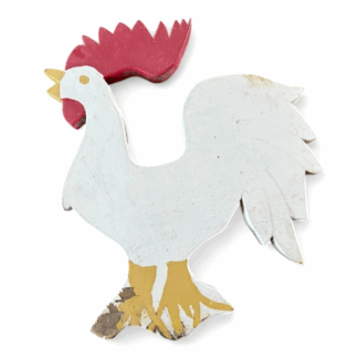 Antique Country Folk Art Handmade Wooden Rooster Chicken Wall Hanging