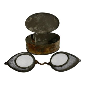 Antique Civil War Era Wire Mesh Artillery Safety Glasses with Original Case