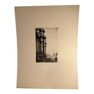 Antique Architectural Etching Entitled Palais De Justice Brussels Graham Cliverd