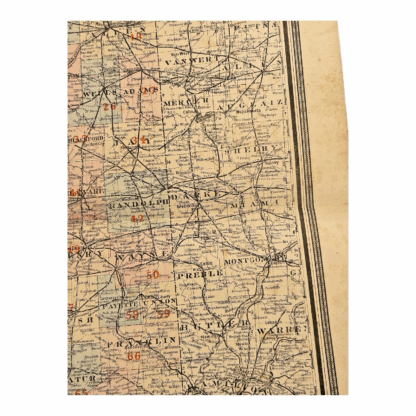 Antique 1880s J.T. Barker Railroad Map of Indiana – Colored Transportation Map - Image 6