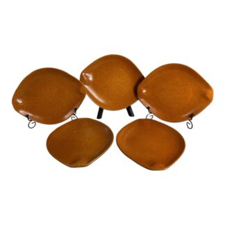 Vintage Roseville Pottery Raymor Terracotta Salad Plates by Ben Siebel -Set of