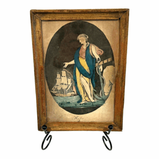 Antique Art Print “Hope” Lady with Sailboat Ocean Scene - Framed