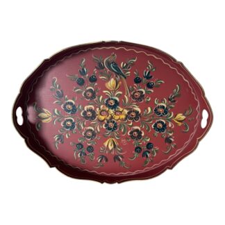 Vintage Hindeloopen Dutch Folk Art Hand Painted Floral Wooden Tray