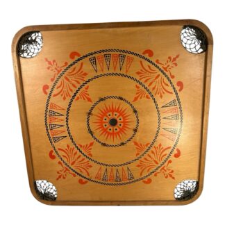 Antique Handmade Hand Painted Wood Folk Art Carrom Game Board