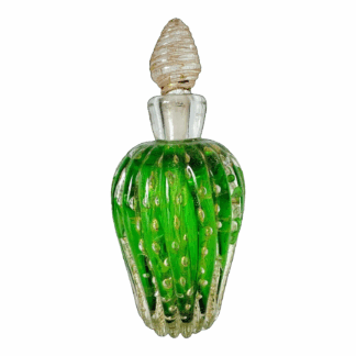 Vintage Murano Green Gold Leaf Glass Perfume Bottle (Attr Barovier & Toso)