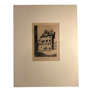 Antique Original 19th Century Etching Albrecht Durer's House Nuremburg Germany