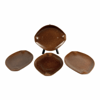 Vintage Roseville Pottery Raymor Autumn Brown Salad Plates Ben Siebel - Set of 4