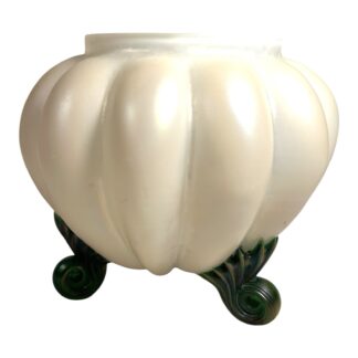 Vintage Kralik Czech Opaline Opal Iridescent Glass Footed Vase