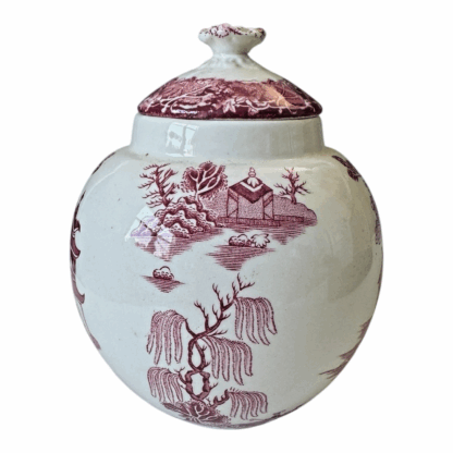 Vintage Mason’s Ironstone Lidded Tea or Ginger Jar - Red and White Willow Design - Image 2