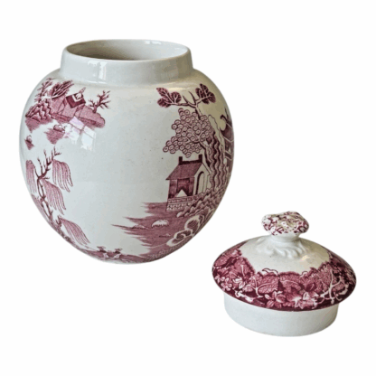 Vintage Mason’s Ironstone Lidded Tea or Ginger Jar - Red and White Willow Design - Image 13