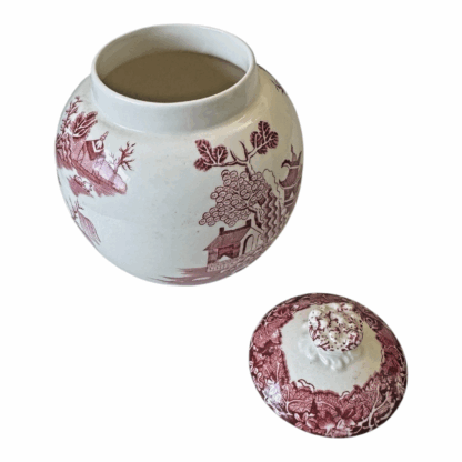 Vintage Mason’s Ironstone Lidded Tea or Ginger Jar - Red and White Willow Design - Image 16