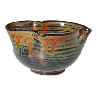 Vintage Studio Art Hand Thrown Artisanal Pottery Bowl with Drip Glaze - Signed