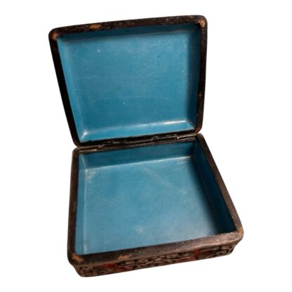 Antique Chinese Carved Wood Cinnabar Cloisonne Box - Image 10