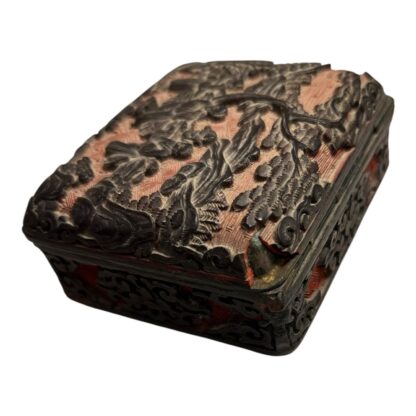 Antique Chinese Carved Wood Cinnabar Cloisonne Box - Image 11