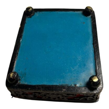 Antique Chinese Carved Wood Cinnabar Cloisonne Box - Image 12