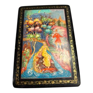 Vintage Russian Black Lacquer Box Signed by Mstera