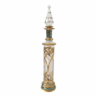 Antique Bohemian Cut Crystal Moser Style Raised Gilt Scent or Perfume Bottle