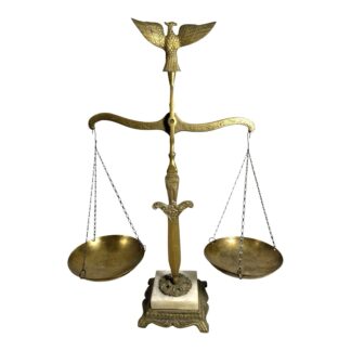 Vintage Mid Century Brass and Marble Attorney Balance Scale