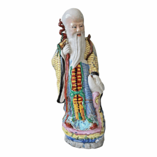 Antique Chinese Famille Rose Porcelain Figure of Shou Xing - God of Longevity